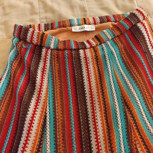 Zara midi skirt multi-coloured stripes - S